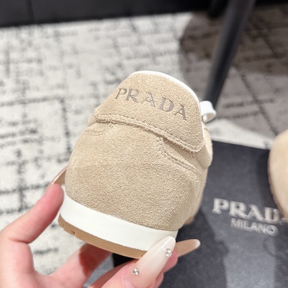 Prada Tan Suede Sneakers with White Accents - Picture 6 of 8